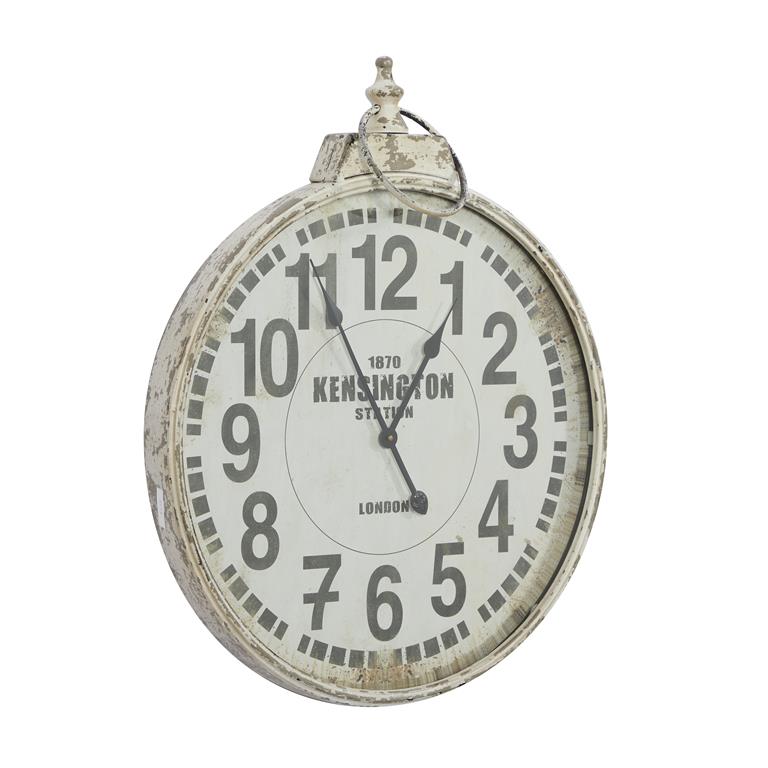 Reloj de pared estilo vintage en metal blanco Byron